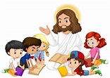 jesús enseñando a un grupo de niños jóvenes 1337983 Vector en Vecteezy