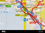 Port Talbot and surrounding areas shown on a road map or geography map ...