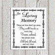 In loving memory printable Memorial table Wedding memorial