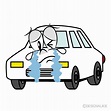 Free Crying White Car Cartoon Image｜Charatoon
