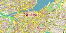 Geneva Genève Switzerland Map Vector City Plan Low Detailed (for small ...