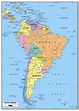 Large political map of South America with roads and major cities ...