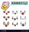 Kawaii emojis set asian japanese smileys Vector Image