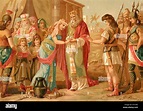 El rey Saúl de Israel (centro) da su hija Michâl la mano en matrimonio ...