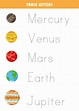Premium Vector | Trace the names of solar system planets. handwriting ...