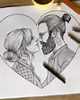 Love Art Drawing Couple - Download Free Mock-up