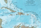 Mapa del Caribe y sus islas - Antillas Mayores y Antillas Menores