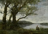 Three Trees with a View of the Lake - Camille Corot - WikiArt.org ...