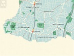 Lewisham (London borough) retro map giclee print – Mike Hall Maps ...