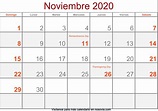 Calendario noviembre 2020 con festivos para imprimir | Nosovia.com