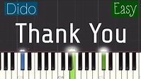 Dido - Thank You Piano Tutorial | Easy - YouTube