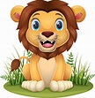 lindo, bebé, león, caricatura, sentado 5332442 Vector en Vecteezy