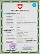 Switzerland death certificate PSD template, completely editable