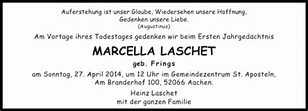 Traueranzeigen von MARCELLA LASCHET | Aachen gedenkt
