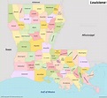 Louisiana Parish Map - Ontheworldmap.com