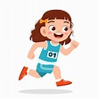 Feliz niña linda correr en juego de maratón | Vector Premium