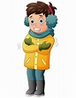 Un niño temblando en la ilustración del clima de invierno | Vector Premium