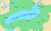 Map of Lake Ontario with cities and rivers - Ontheworldmap.com