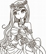 página para colorear princesa de dibujos animados lindo rayas kawaii ...