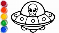 Let's learn to draw UFO and coloring for kids | TOBiART - YouTube