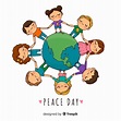 Composición del día de la paz con niños dibujados a mano | Vector Gratis