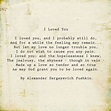 I loved you by Alexander Pushkin poem | Alexander pushkin quotes ...