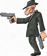 Gangster dos desenhos animados assassino apontando sua arma vetor(es ...