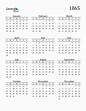 Free 1865 Calendars in PDF, Word, Excel