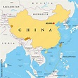 Peoples Republic of China, PRC, political map. Area controlled by China ...