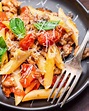 Sausage Cherry Tomato Pasta - Sip and Feast