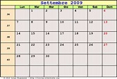 Calendario Settembre 2009 da stampare - Equinozio di autunno,