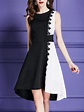 Stylewe Black-white Crew Neck Party Dress Sleeveless Elegant Asymmetric ...