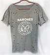 Reworked Distressed Ramones band T-shirt size M medium 10 12 in grey ...