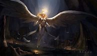 Archangel, art, fantasy, wings, luminos, girl, feather, angel, HD ...