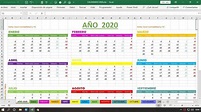 Calendario 2020 en Excel Gratis listo para descargar