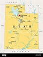Utah, UT, mapa político, con la capital Salt Lake City. Estado en la ...