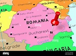 Romania, Bucharest - capital city, pinned on political map Stock Photo ...