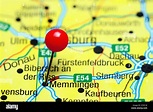 Memmingen pinned on a map of Germany Stock Photo - Alamy