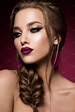 Make up. Glamour portrait of beautiful woman model with fresh makeup ...