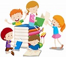 Niños y niñas leyendo libros. 303468 Vector en Vecteezy