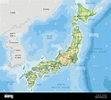 Mappa fisica del Giappone dettagliata Immagine e Vettoriale - Alamy