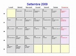 Calendario Settembre 2009 - Con festività e fasi lunari