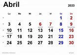 Calendario Abril 2023 El Calendario Abril Para Imprimir Gratis Mes ...