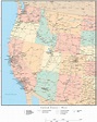 USA West Region Map with State Boundaries, Highways, and Cities