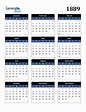 January 1889 Calendar - Printable Calendar