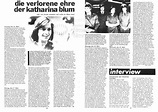 DIE VERLORENE EHRE DER KATHARINA BLUM // Presse / Drehbericht 43. Blatt ...