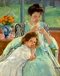 Young Mother Sewing by Mary Cassatt (American), oil on canvas, genre ...