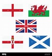 Vector illustration flags of UK, England, Scotland, Wales and Northern ...