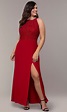 Lace-Bodice Long Plus-Size Formal Prom Dress | Red prom dress, Plus ...