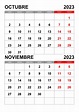 Calendario octubre, noviembre 2023 – calendarios.su